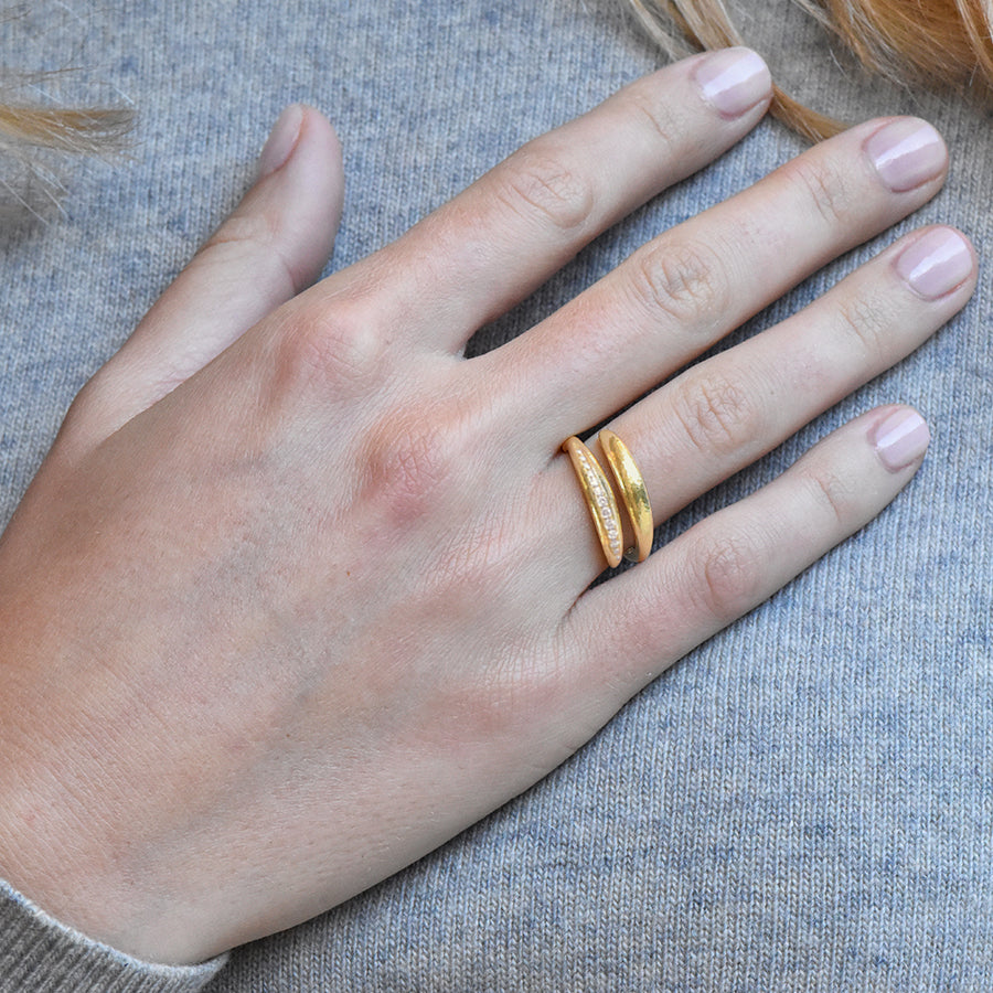 Neolithic Hand Hammered Double Ring