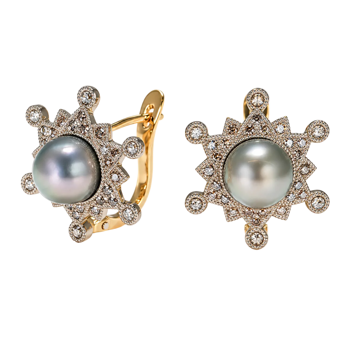 Brown Diamond Pierced Earrings