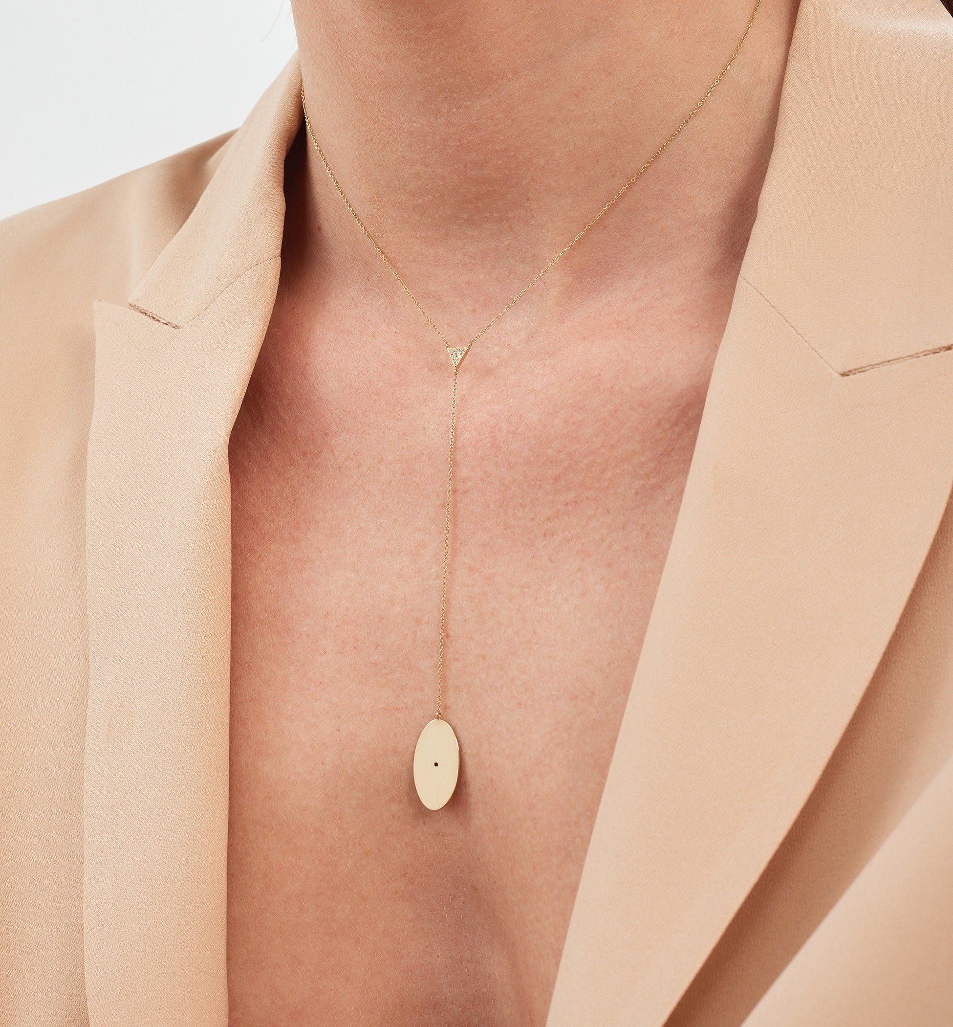 Mini Ellipse Diamond Triangle Necklace