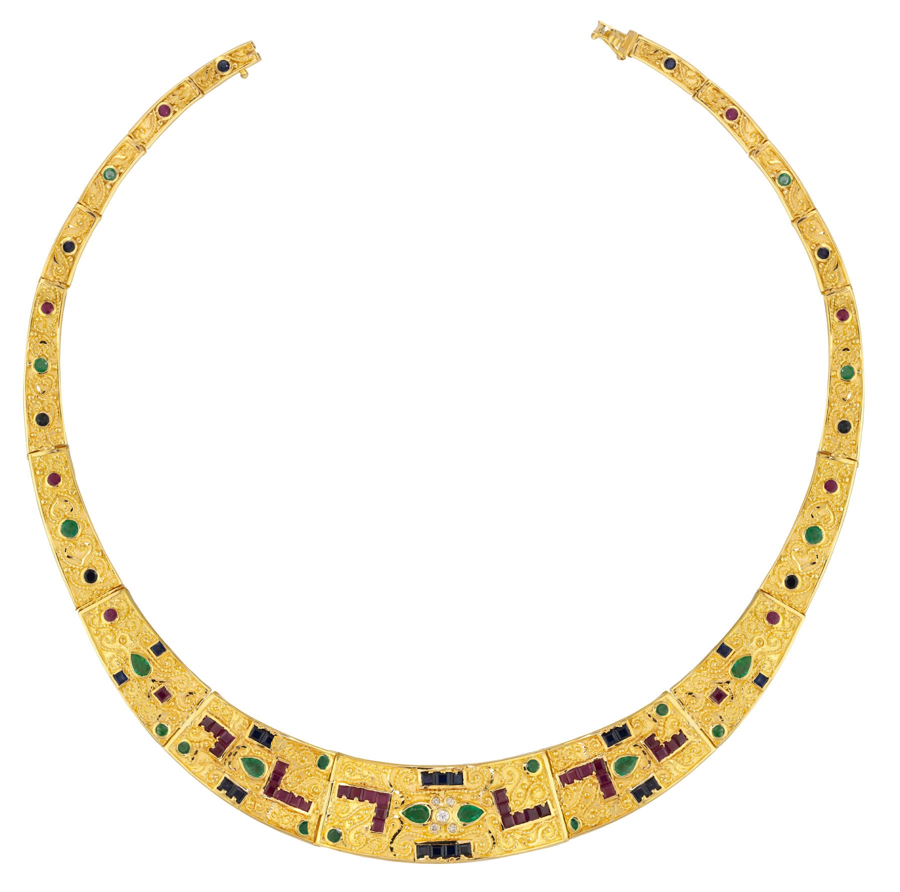Imperial Gold Necklace set with Diamonds, Rubies, Sapphires, and Emeralds