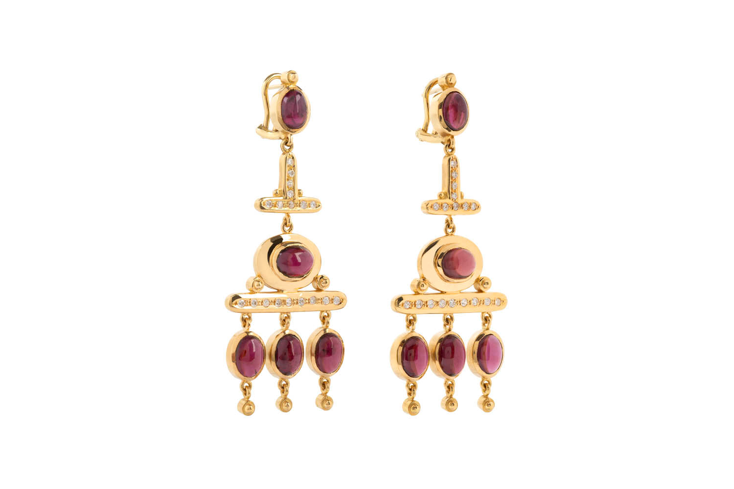 Long Tourmalines and Diamonds Earrings