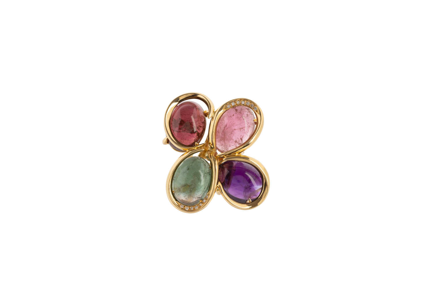 Tourmalines and Diamonds Ring