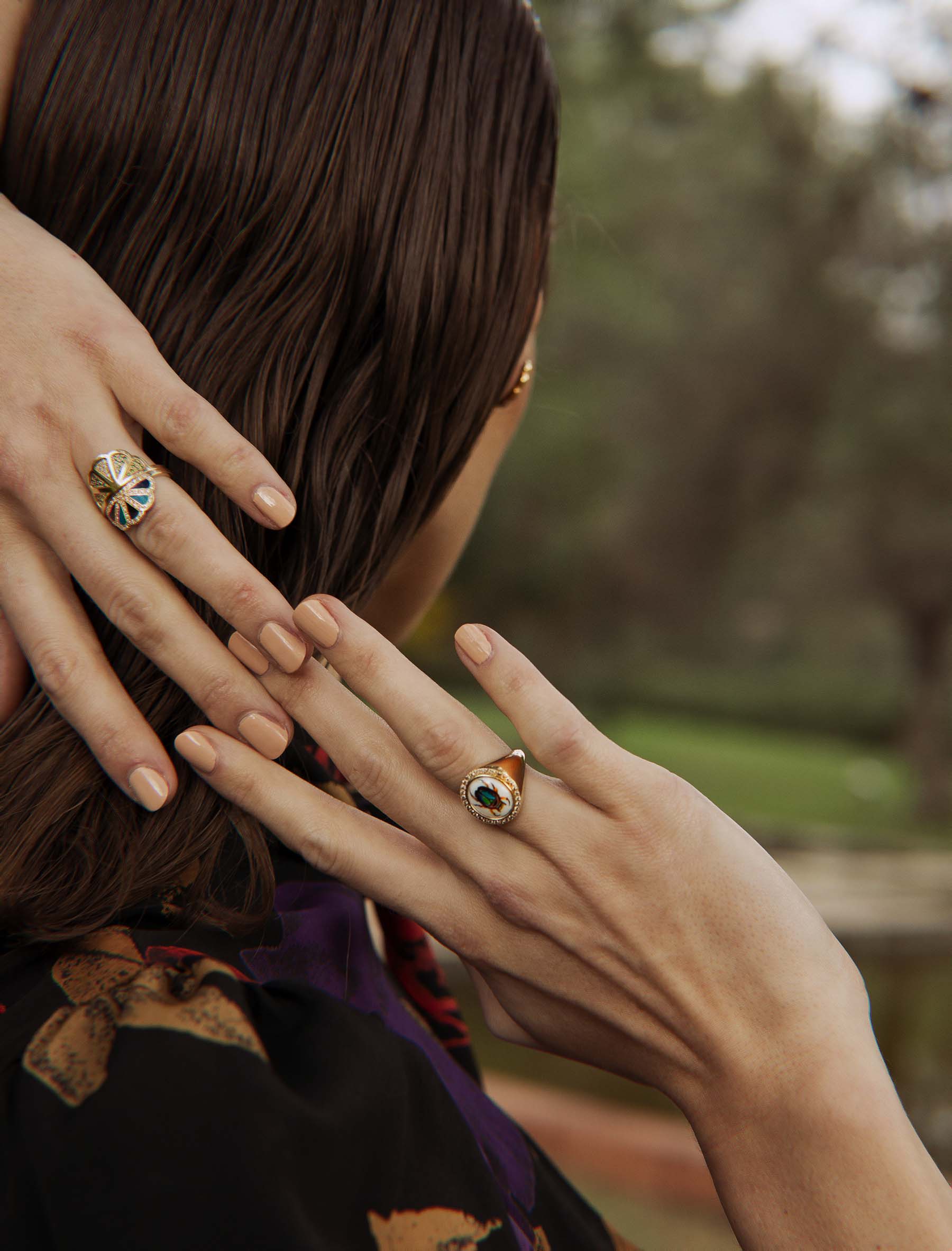Begin Ring with Enamel Scarab