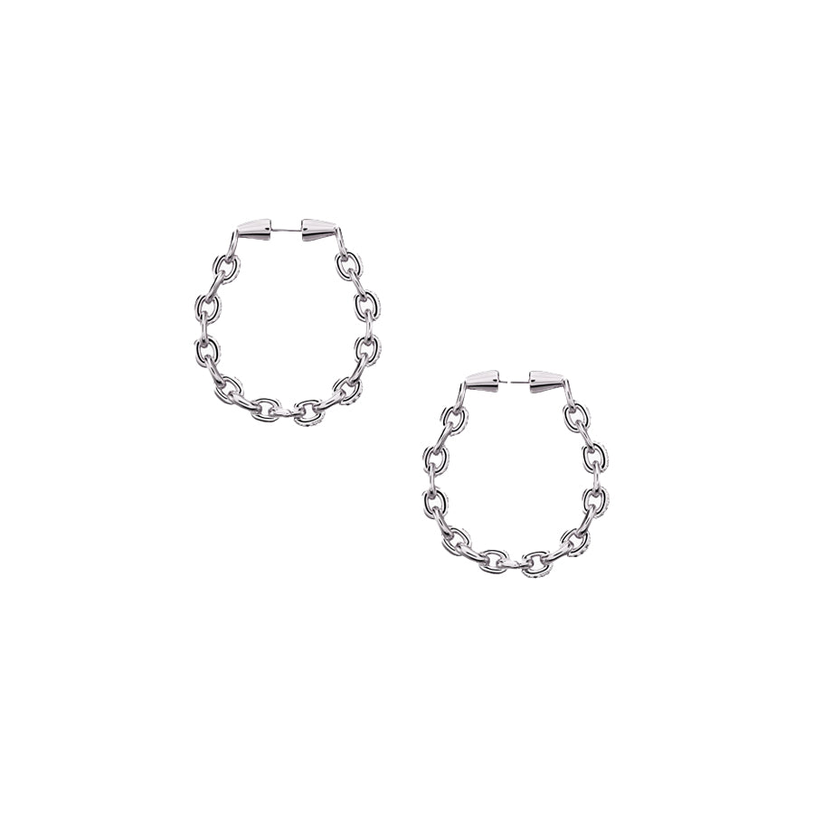 Horsebit Diamond Link Hoop Earrings