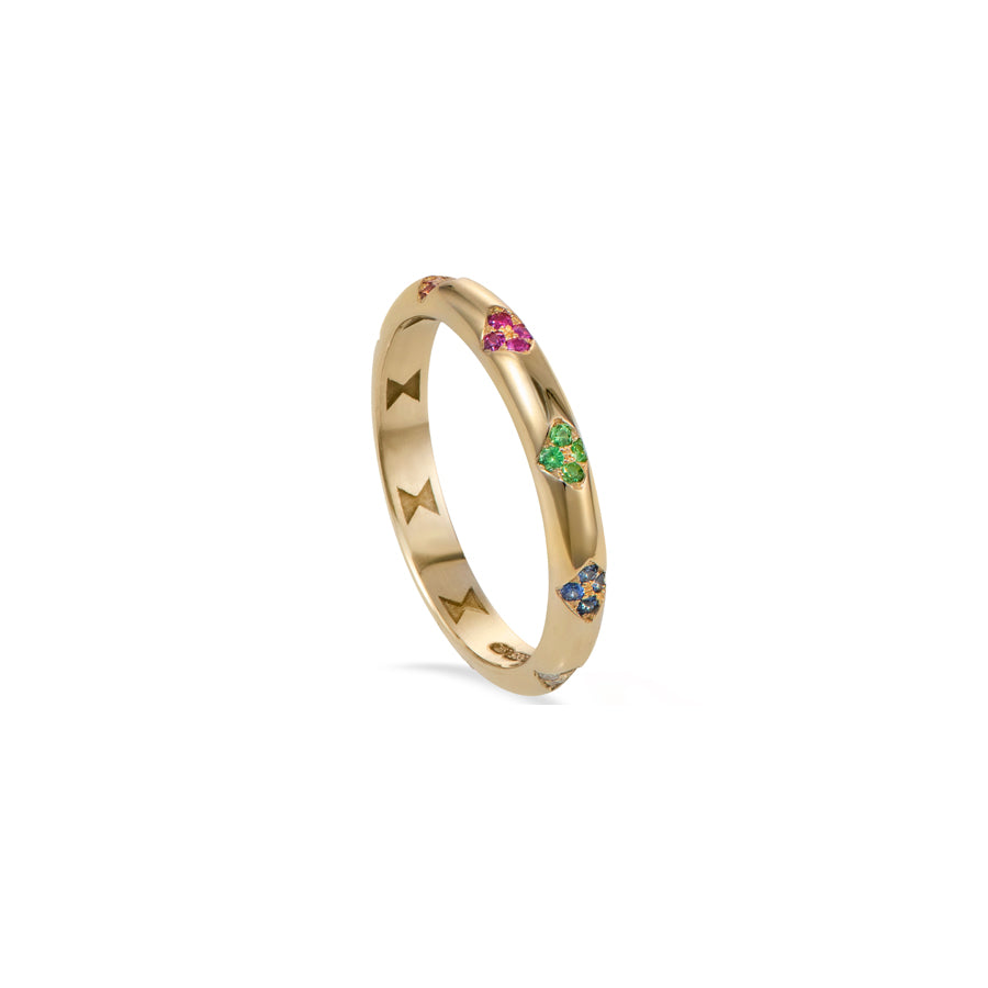 Rio Thin Band with Diamonds, Sapphires, Tsavorites and Clear Enamel