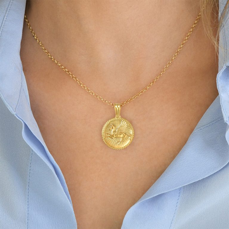Pegasus Large Gold Charm Pendant