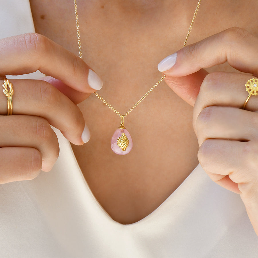 Pegasus Wing Mother of Pearl Easter Egg Pendant