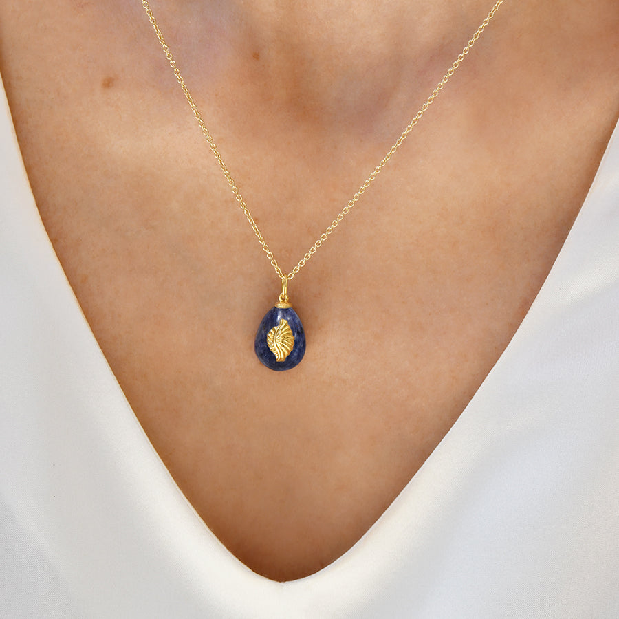 Pegasus Wing Carnelian  Easter Egg Pendant