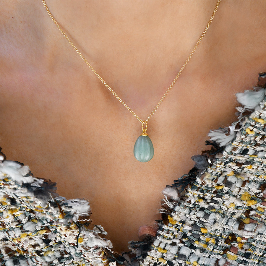 Egg Shaped Aventurine Pendant with Elegant Twisted Bail