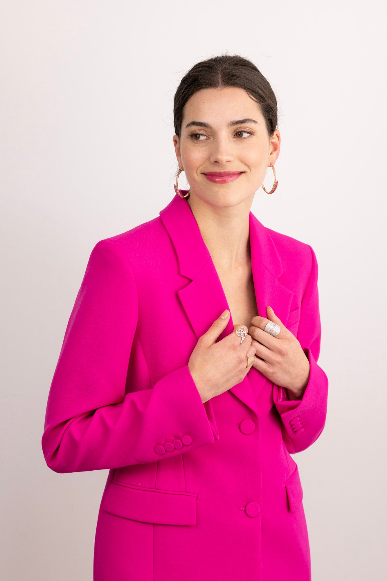 Modernist Pink Sapphire Hoops