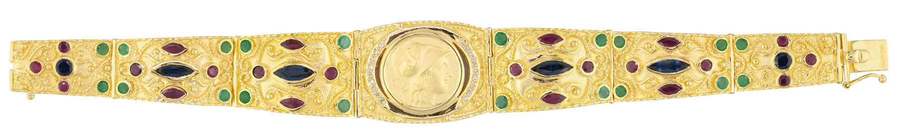 Gold Bracelet from Regal Collection set with Diamonds, Rubies, Sapphires and Emeralds