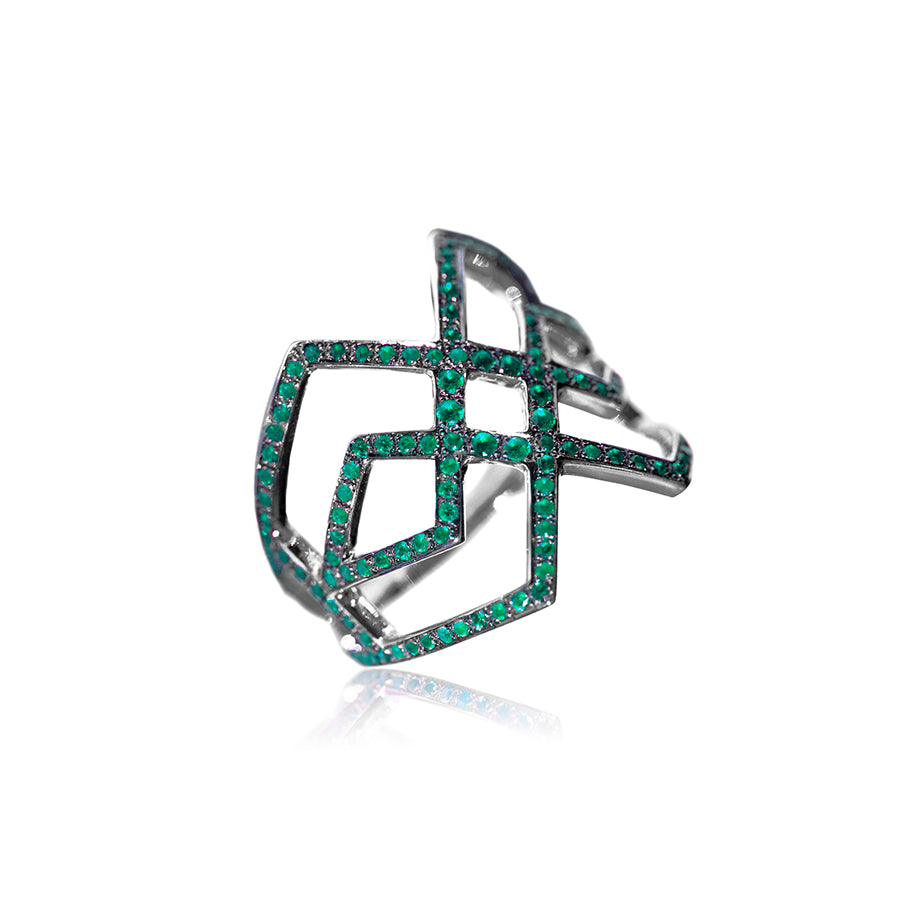 Arabesque Deco Emerald Ring