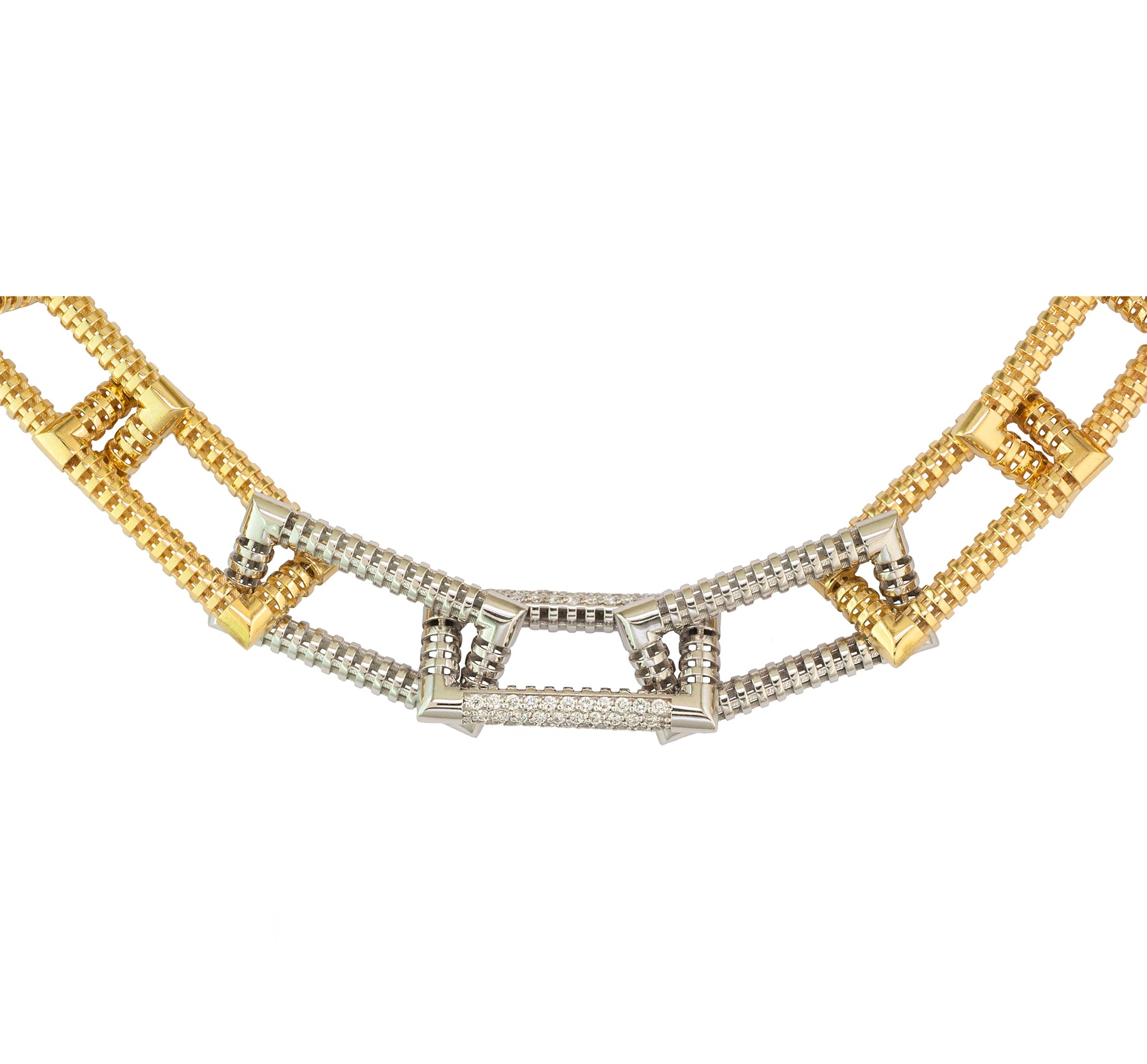 Alysis Gold and Diamonds Rectangular Necklace