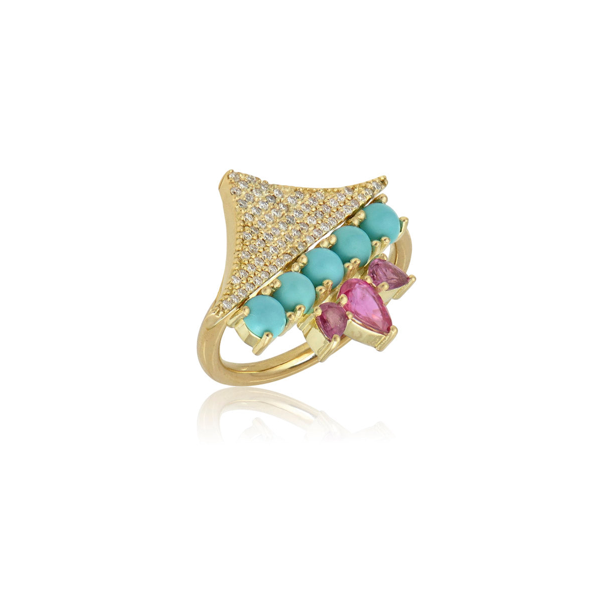 Diamond, Turquoise & Ruby Ring