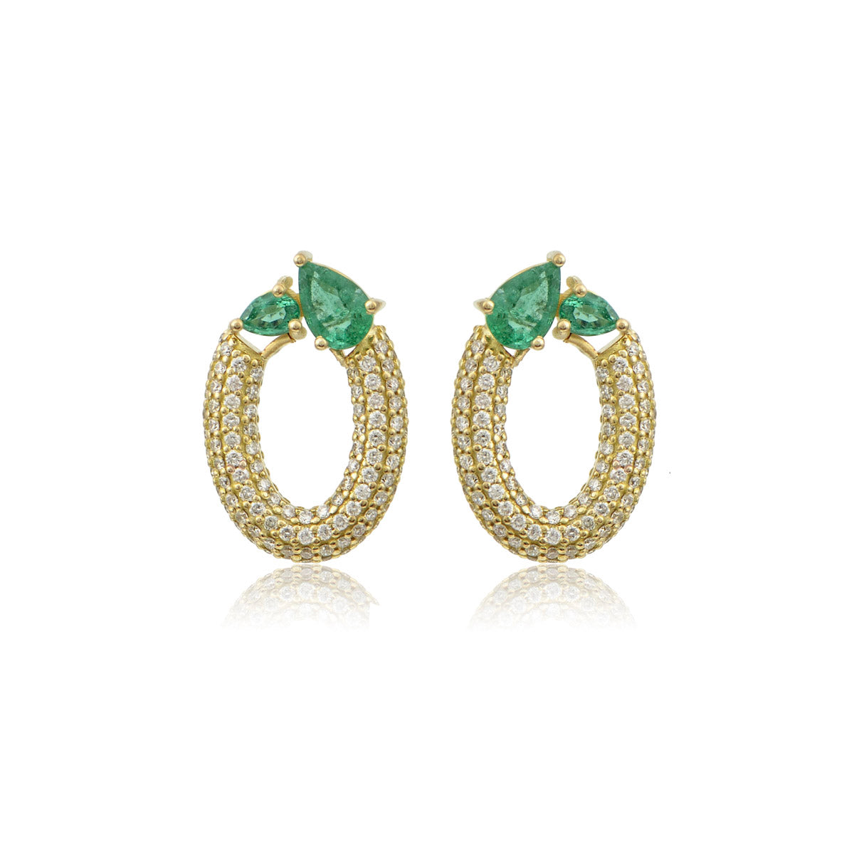 Diamond & Emerlad Link Studs