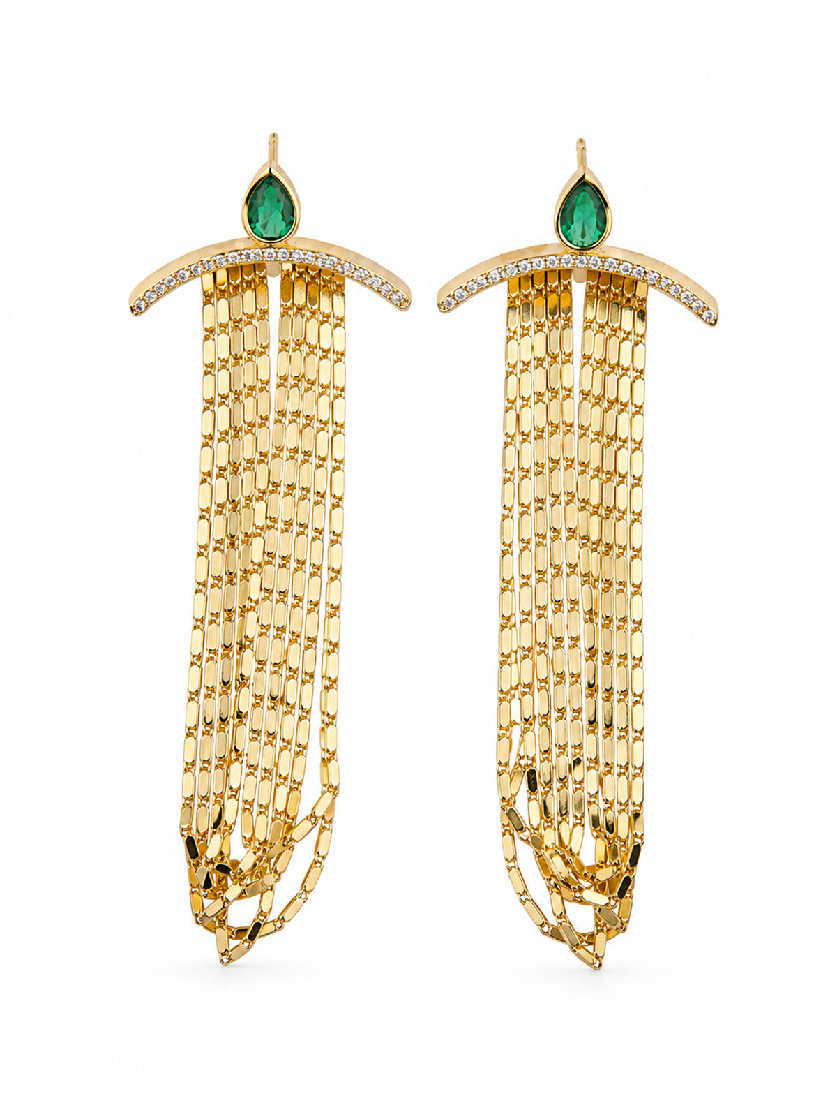 Diamond & Emerald Chain Earrings