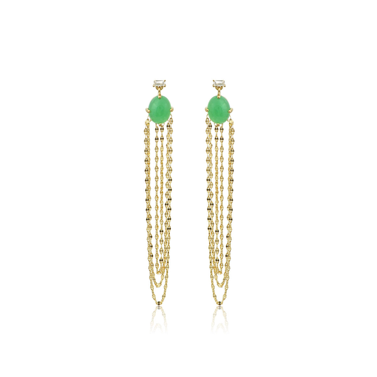 Diamond & Chrysoberyl Chain Earrings