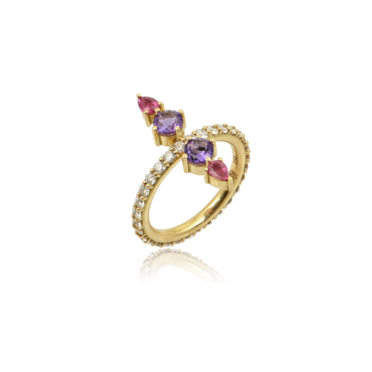 Ruby, Tanzanite & Diamond Ring