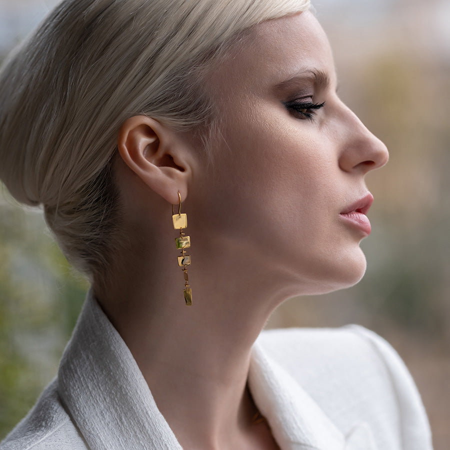 All Gold Long Rainbow Earrings