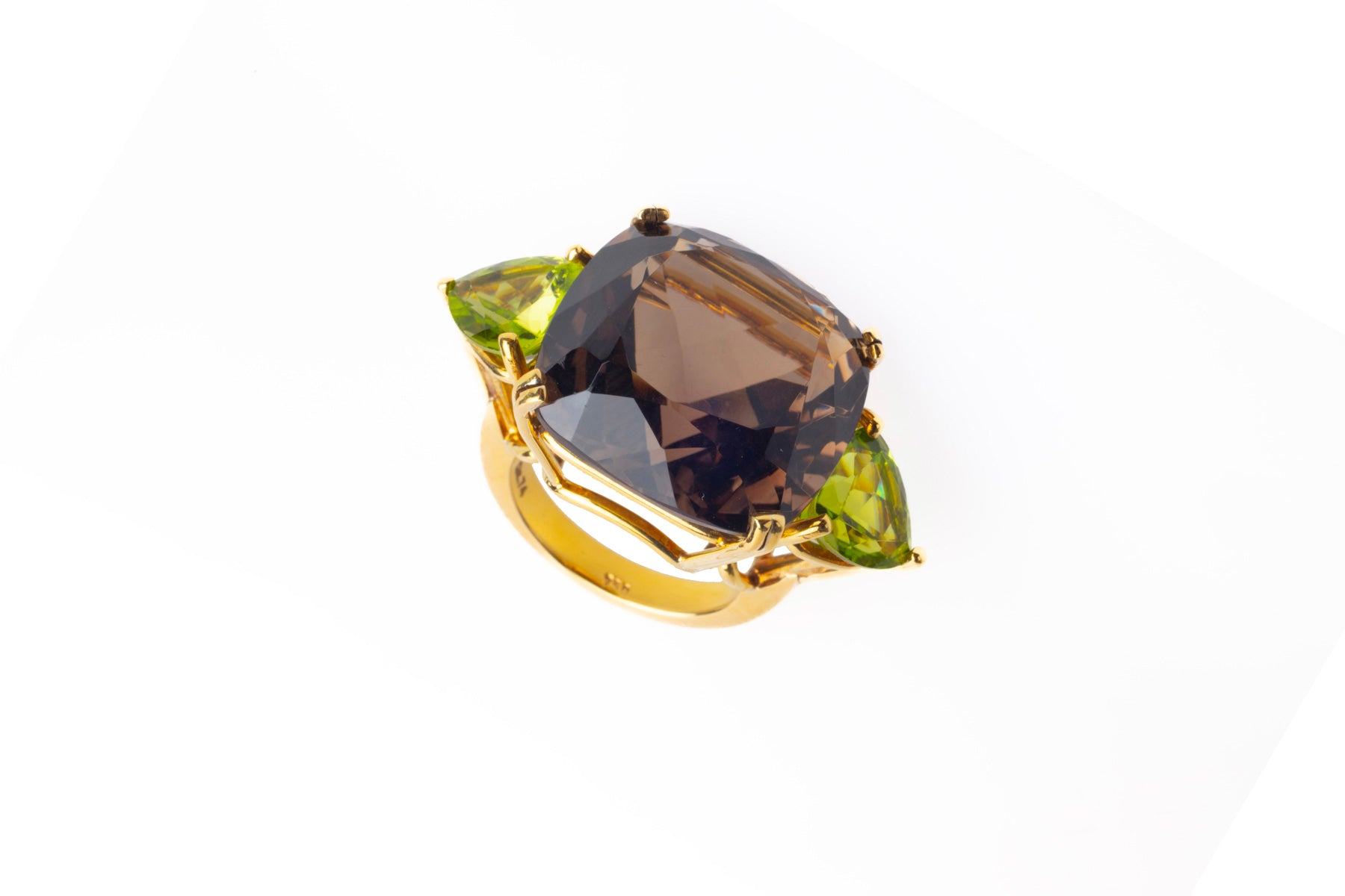 Smoky Quartz-Peridot Cocktail Ring