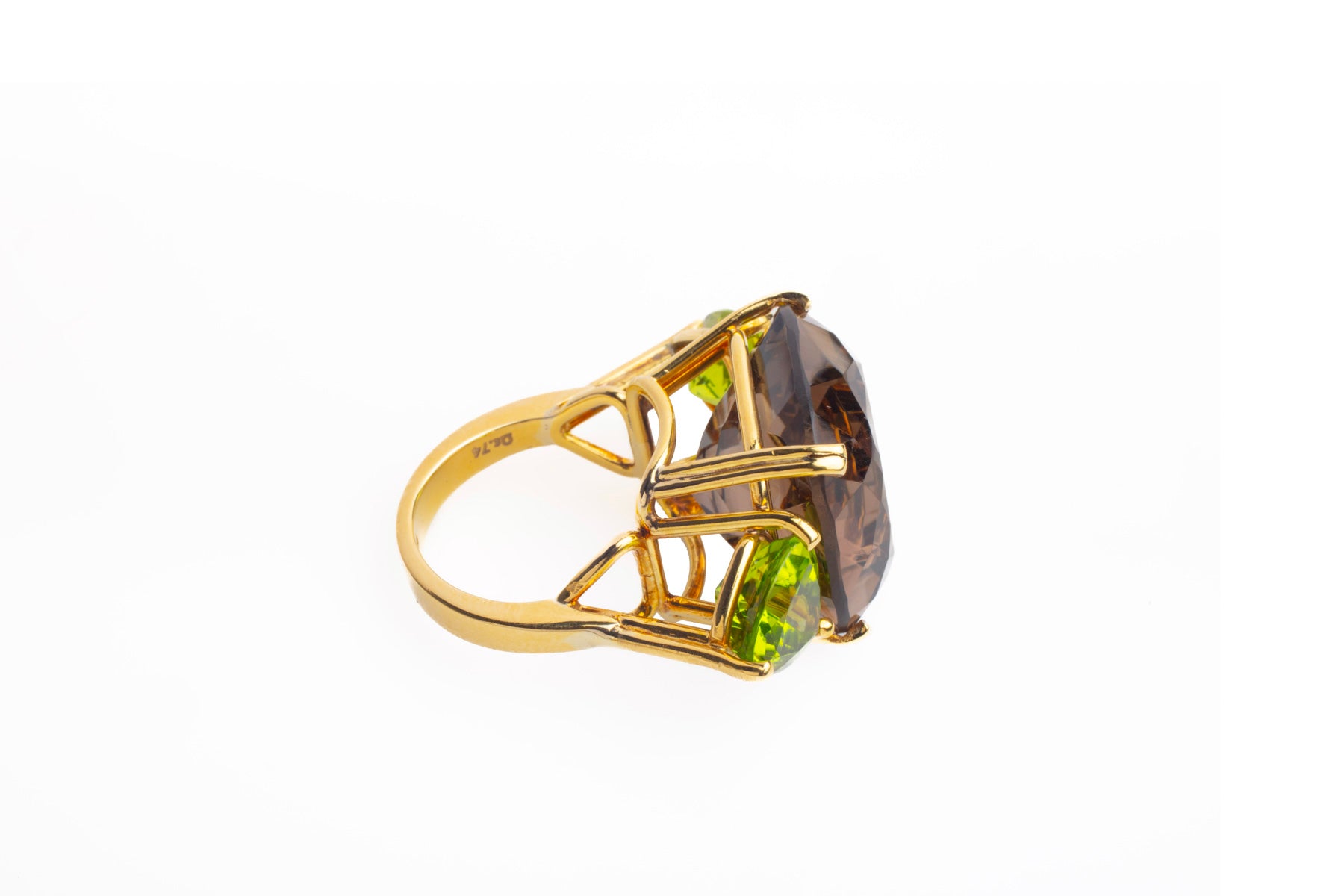 Smoky Quartz-Peridot Cocktail Ring