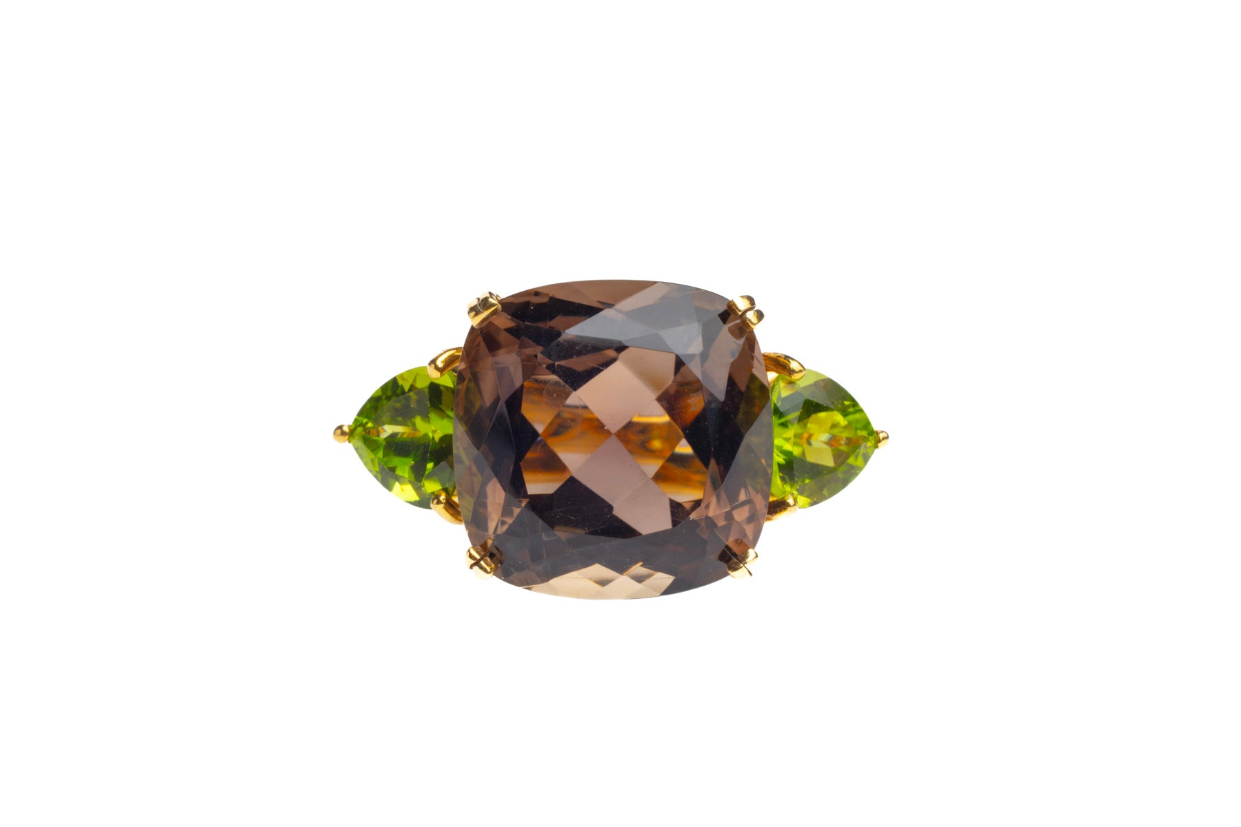 Smoky Quartz-Peridot Cocktail Ring