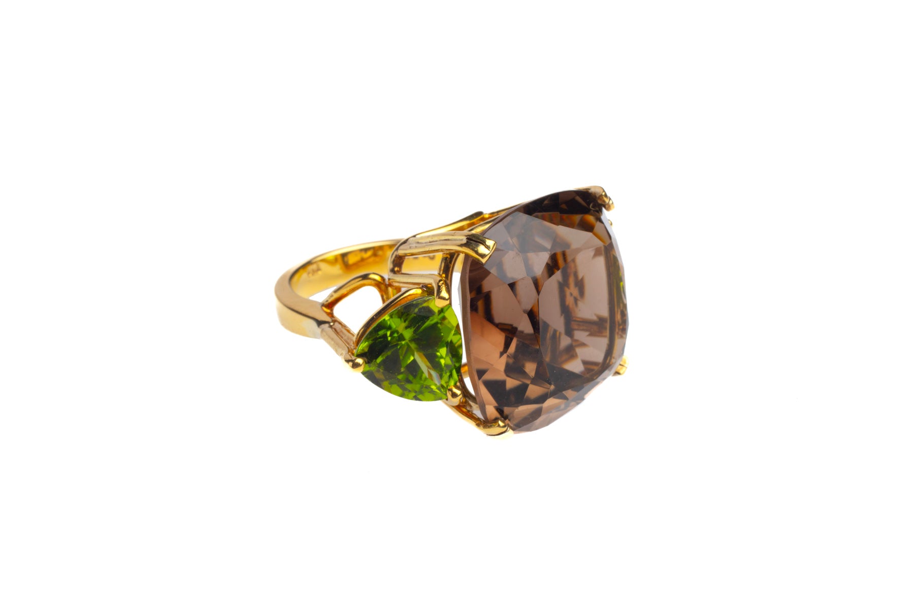 Smoky Quartz-Peridot Cocktail Ring