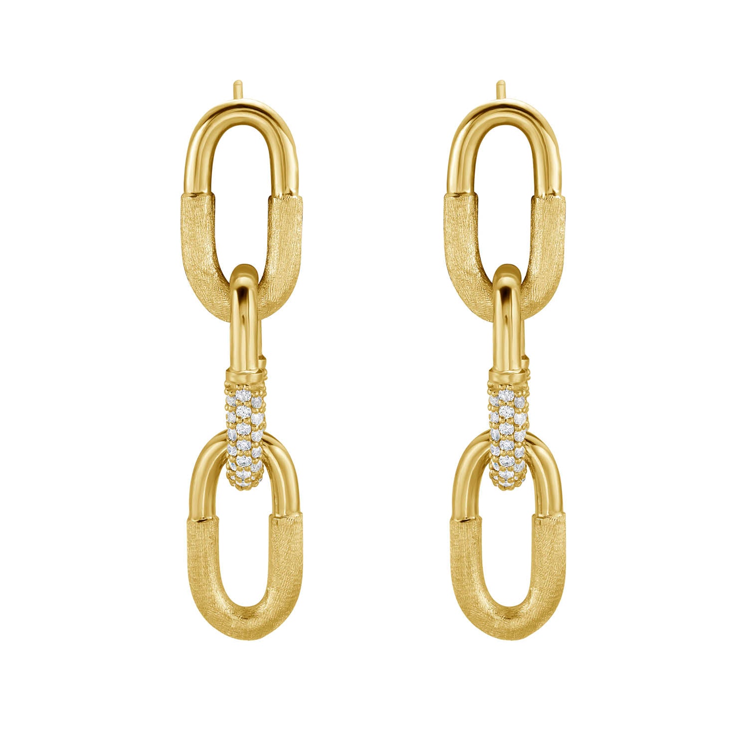 Satin Gold Diamond Interlocking Earrings