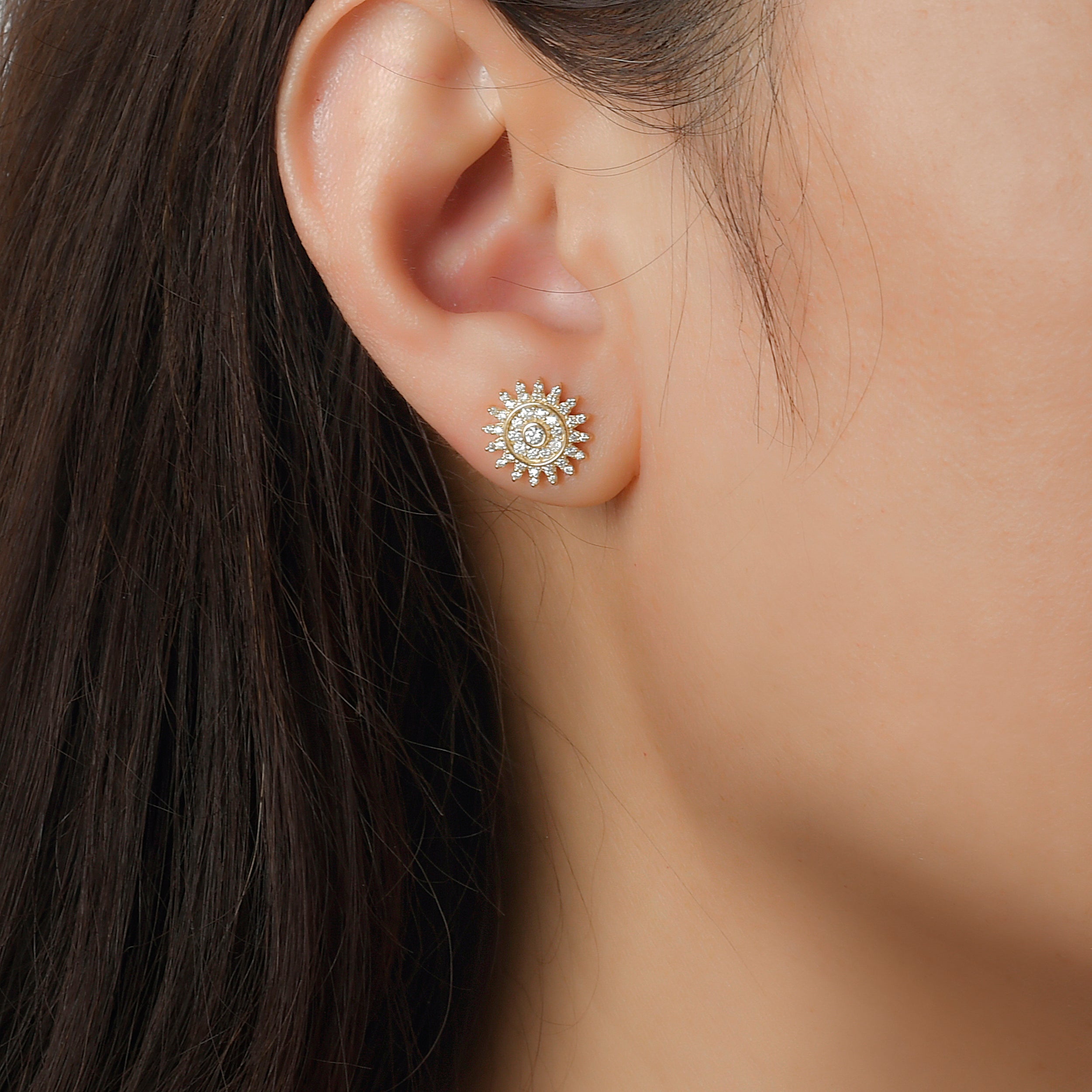 Lumiere Diamond Sun Post Back Earrings