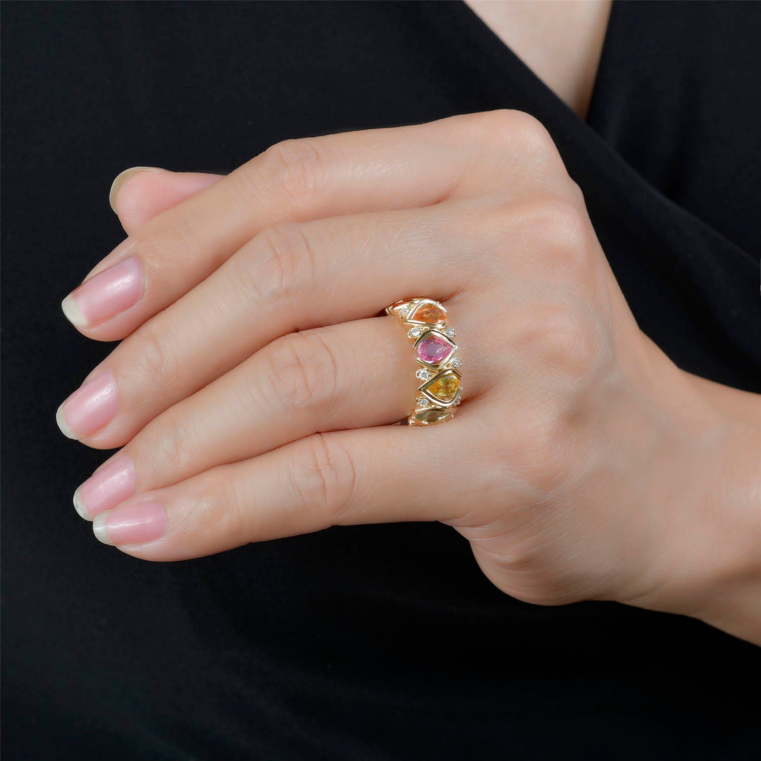 Chelsea Heart Ring with White and Champaign Diamonds