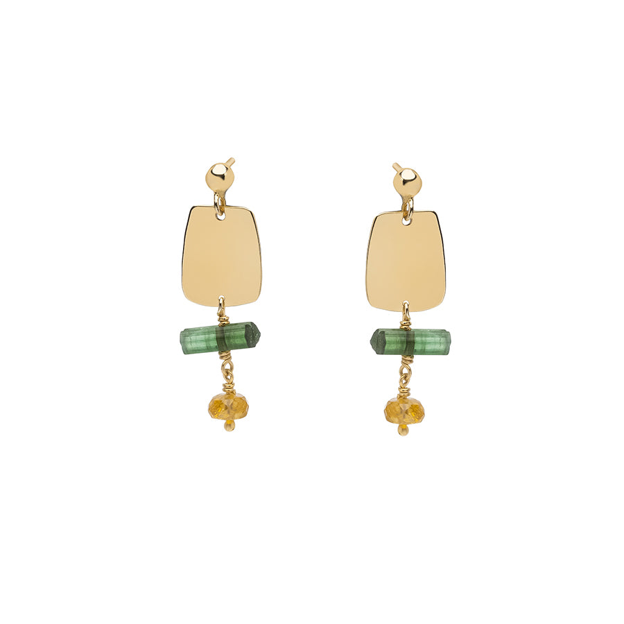Square Tourmaline Rainbow Earrings