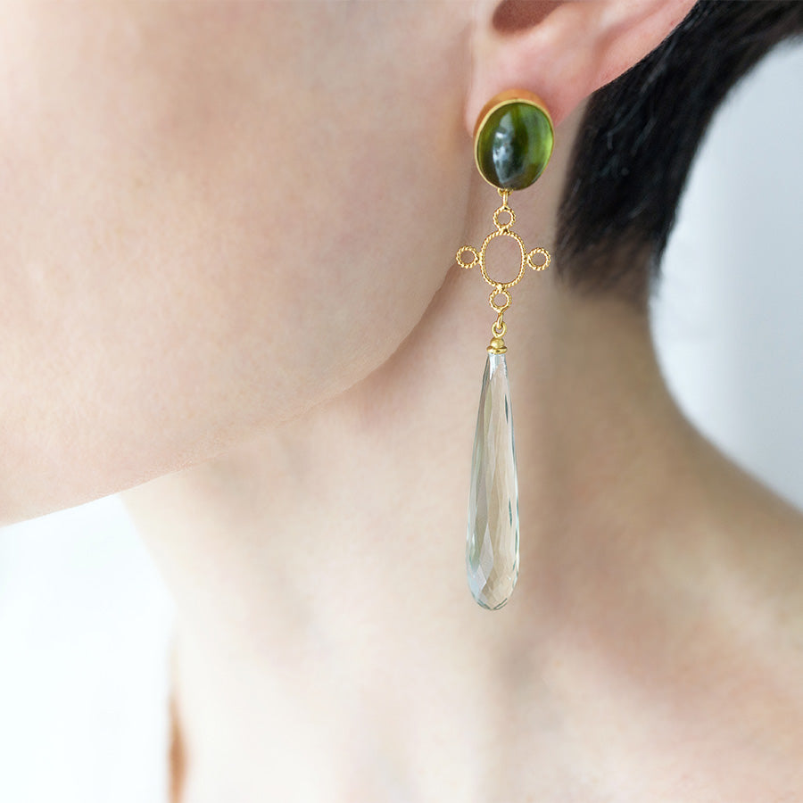 Drop Earrings with Vesonite & Lemon Quartz
