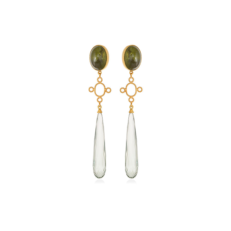Drop Earrings with Vesonite & Lemon Quartz
