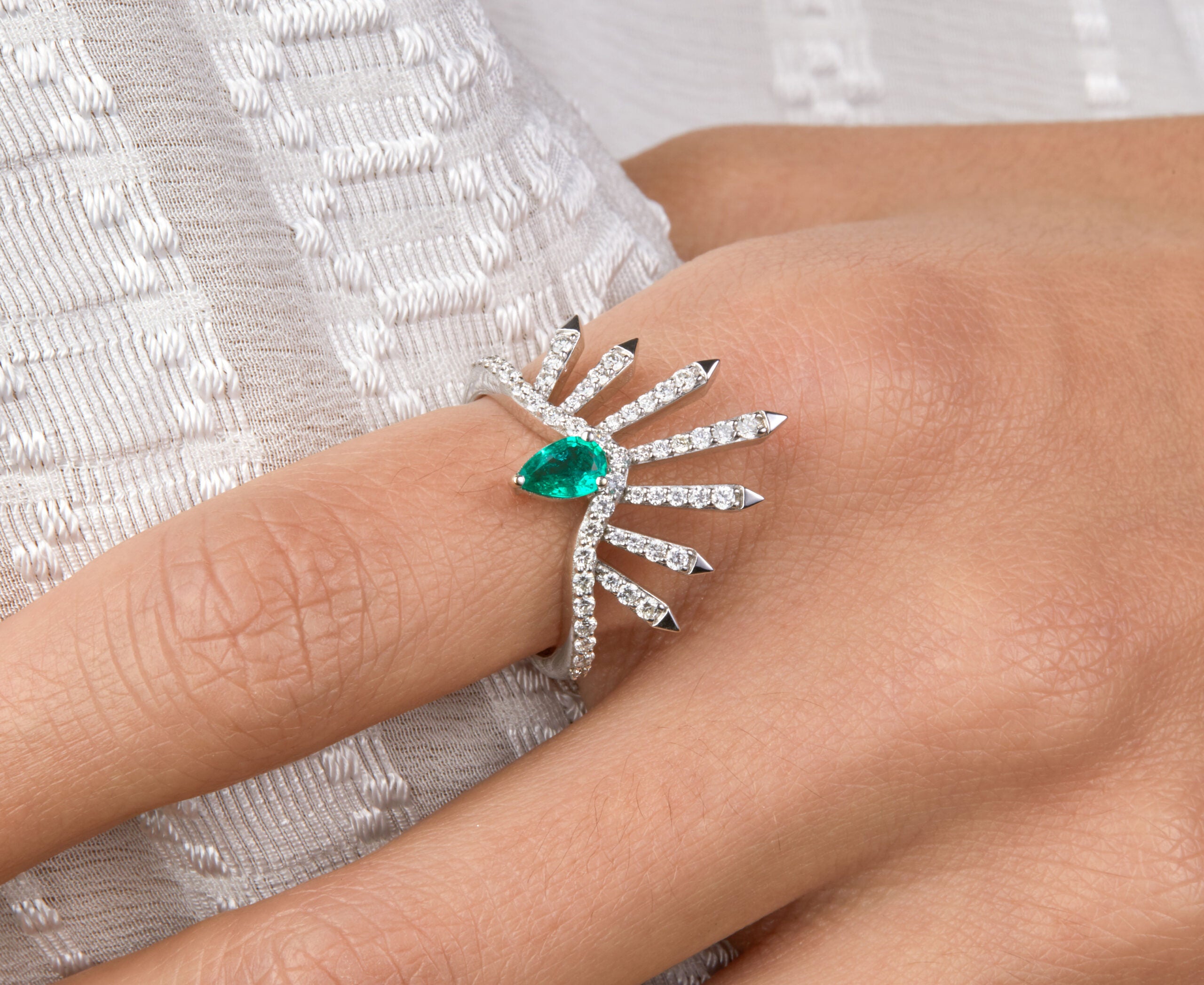 Dragon Diamond Emerald Ring