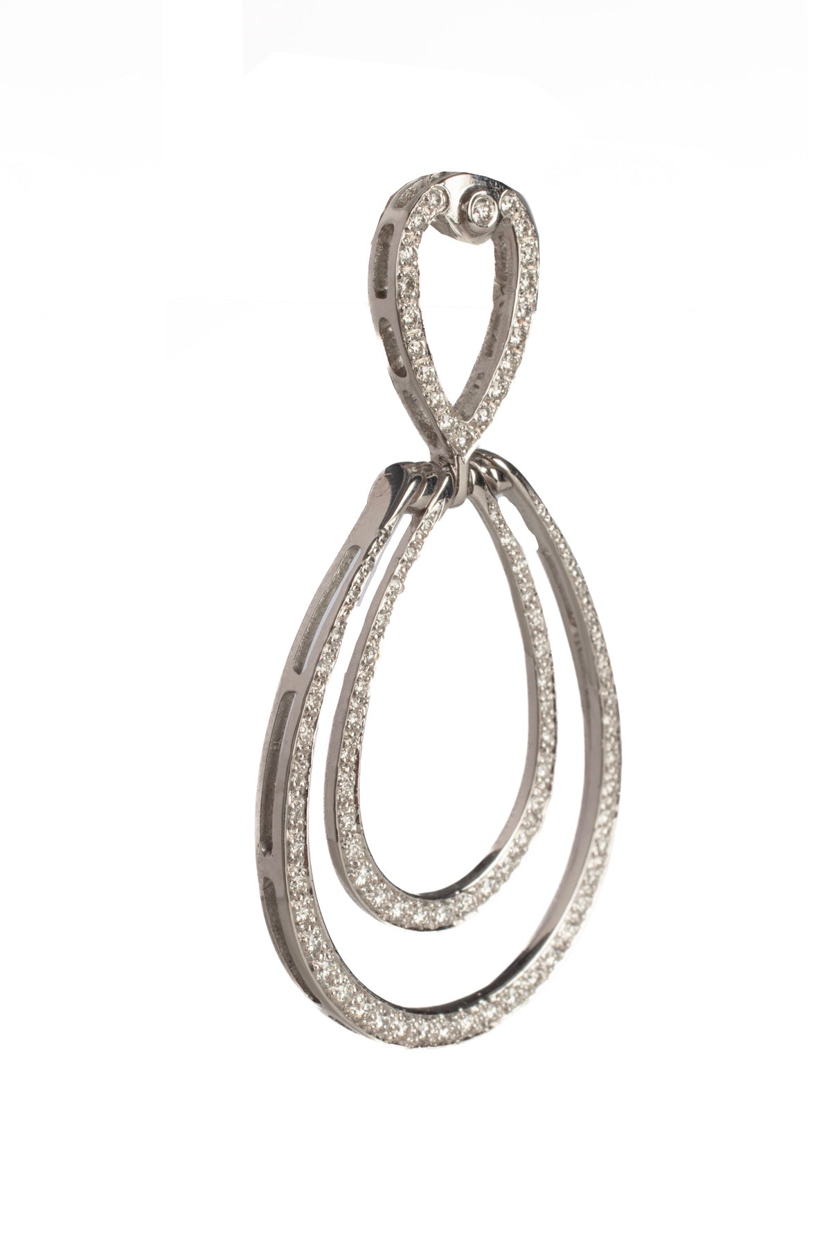 White Gold Diamond Double Drop Earrings