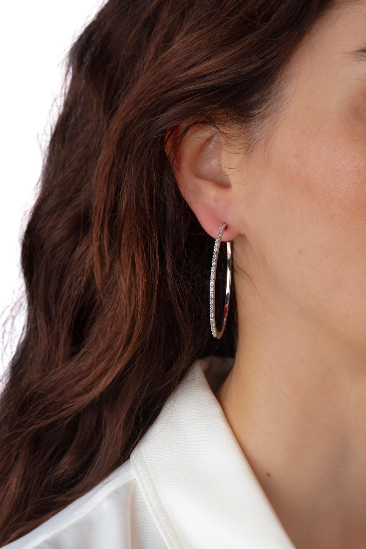 Large Diamond Hoops Earrings