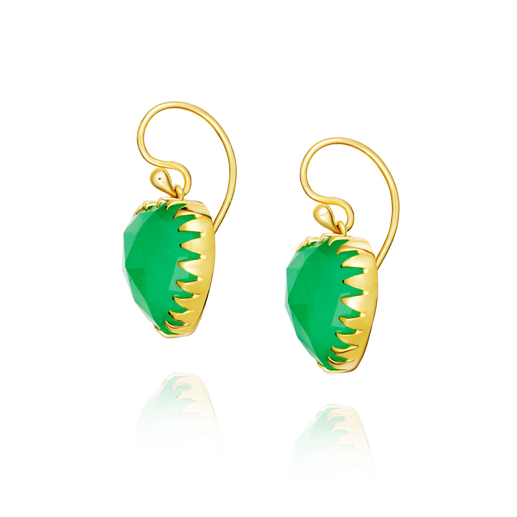 Small Chrysoprase Heart Earrrings