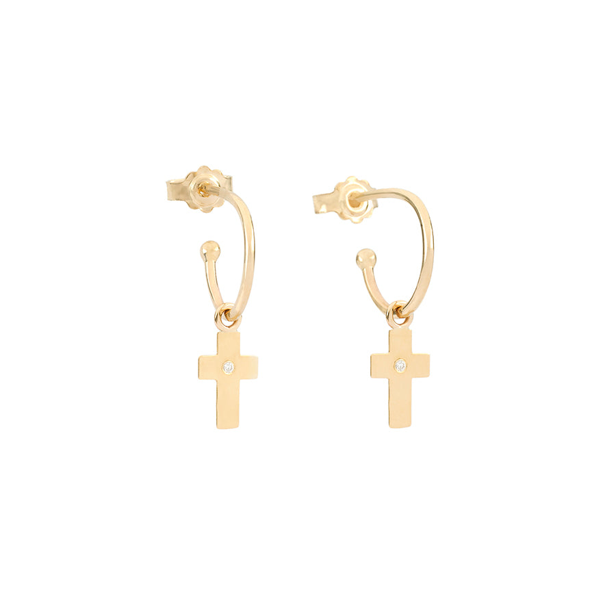 Cross Earrings with White Diamonds