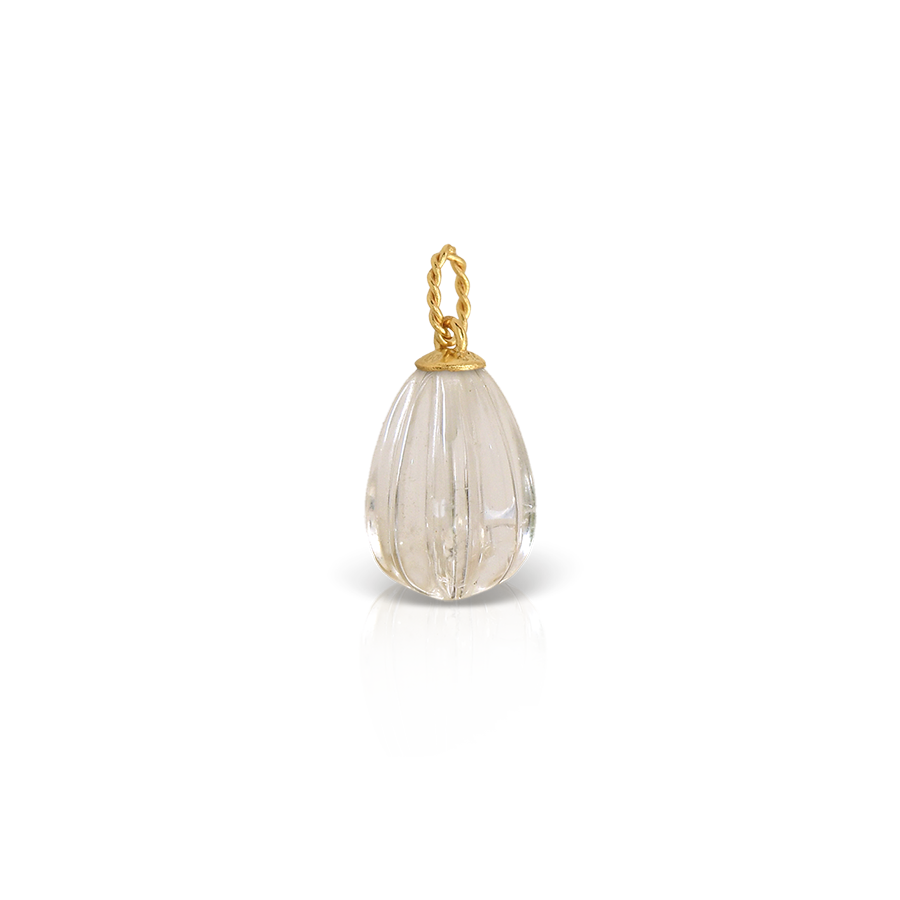 Egg Shaped Rock Crystal Pendant with Elegant Twisted Bail