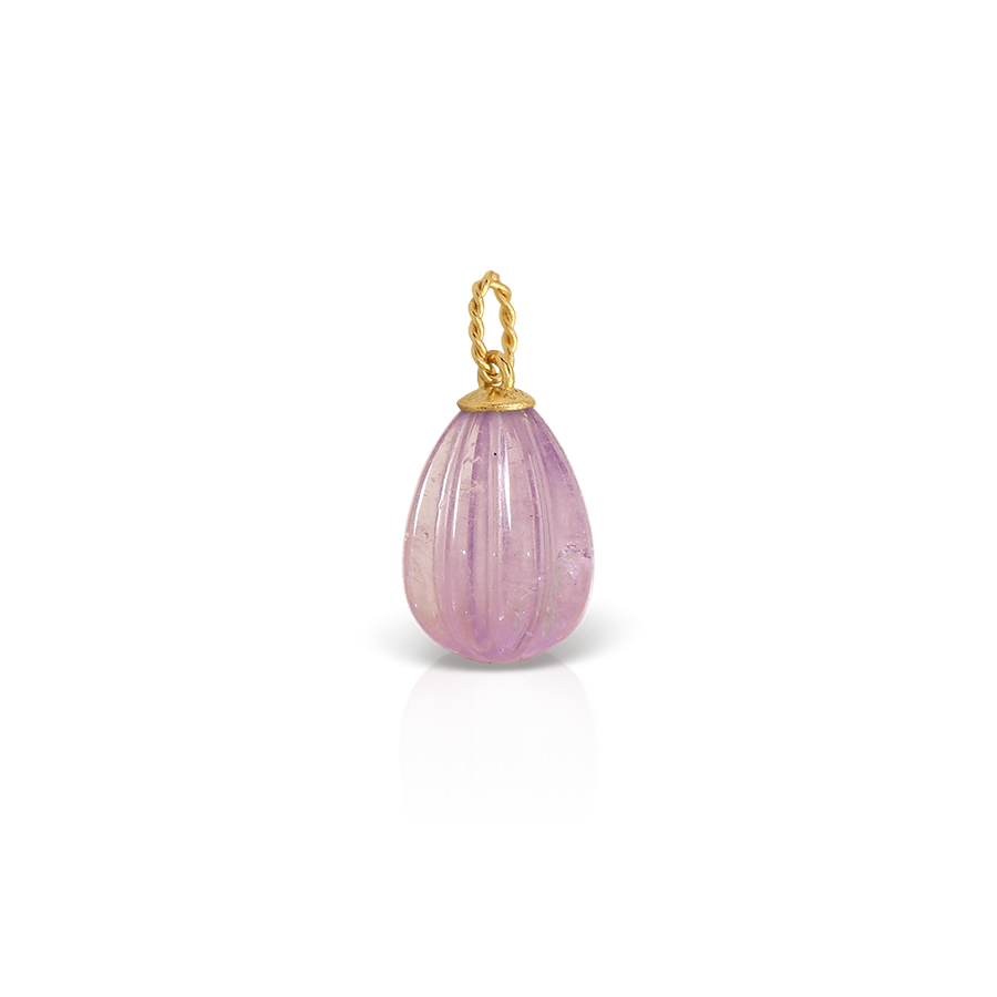 Egg Shaped Amethyste Pendant with Elegant Twisted Bail