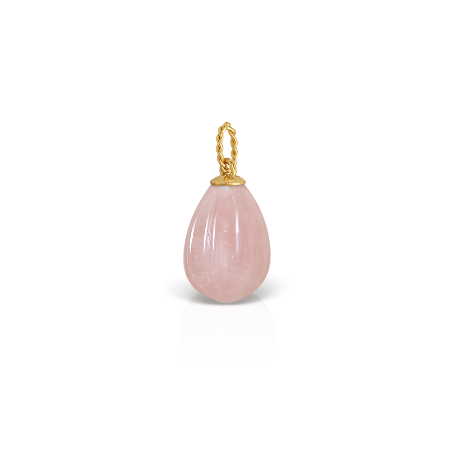 Egg Shaped Rose Quartz Pendant with Elegant Twisted Bail