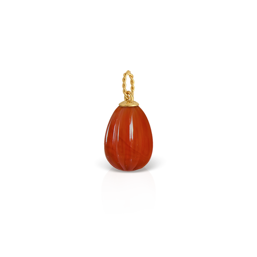 Egg Shaped Carnelian Pendant with Elegant Twisted Bail