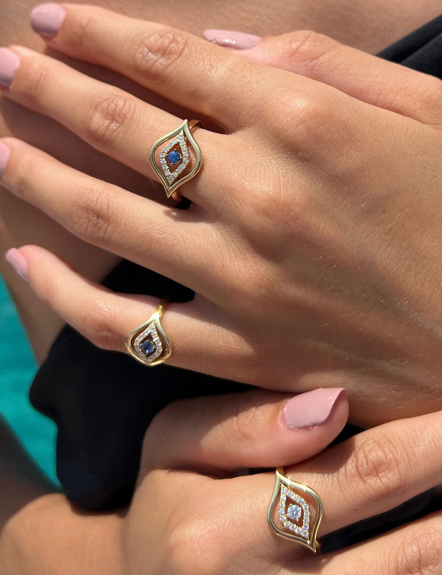 Evil Eye Diamond Sapphire Ring