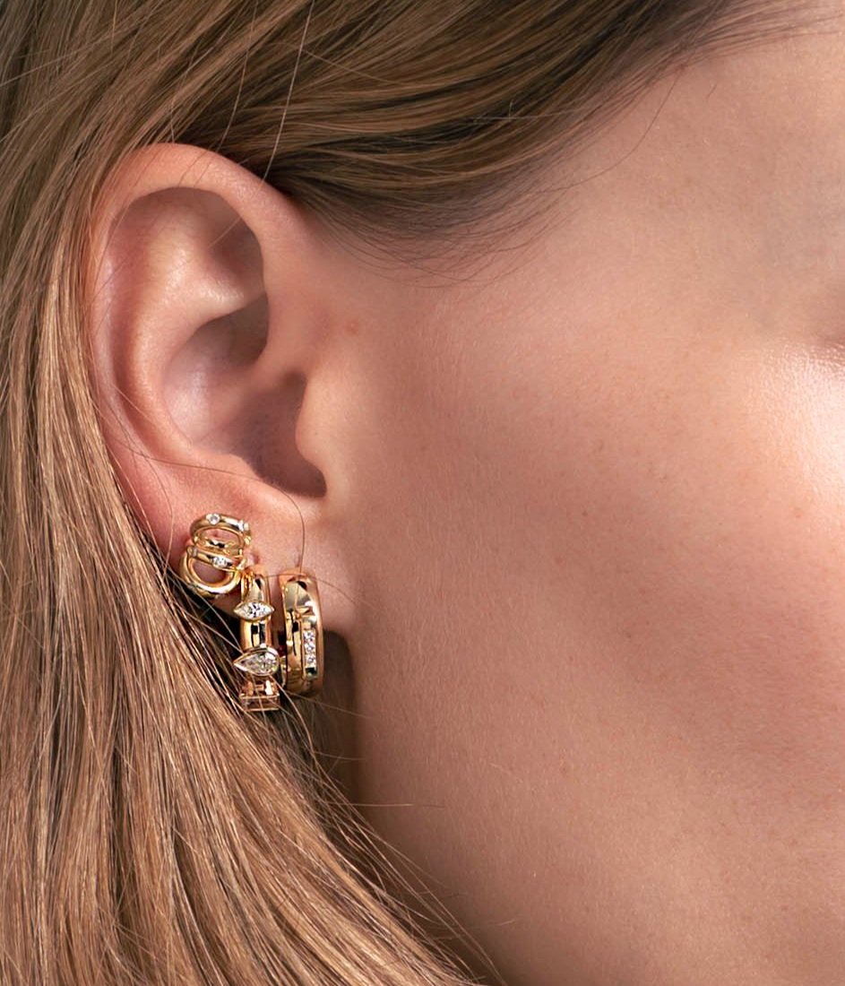 Trio Pierced Earrings with Diamonds