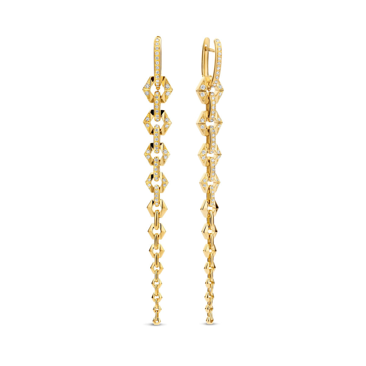 Flow Earrings VII Gold and Diamonds