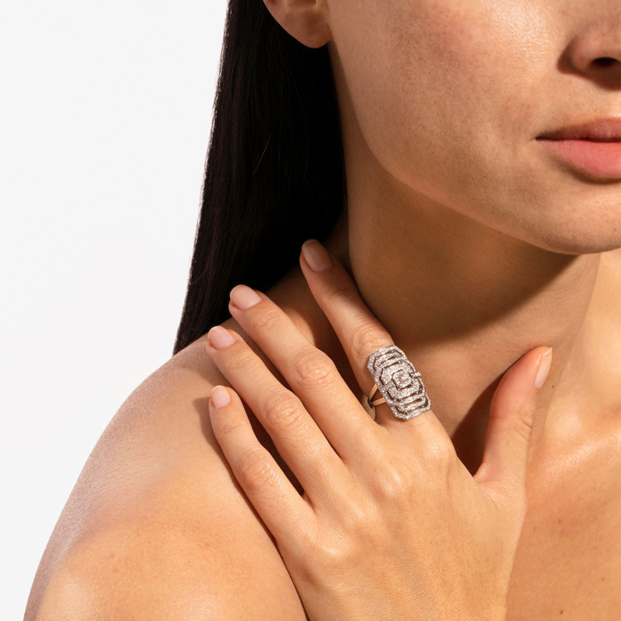 Silver Ring My Way with Diamonds