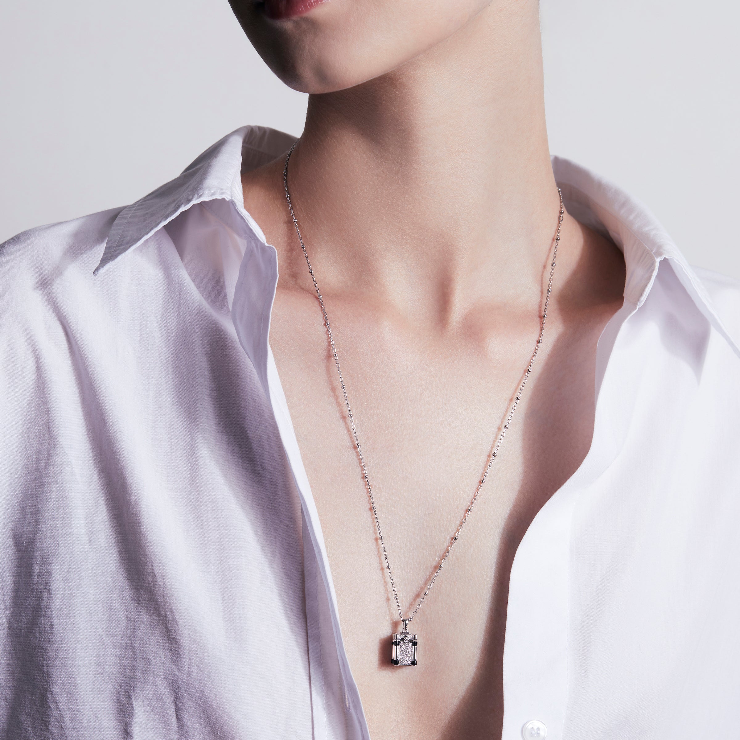 Wish Box Hope Agate, Diamonds & Silver Necklace