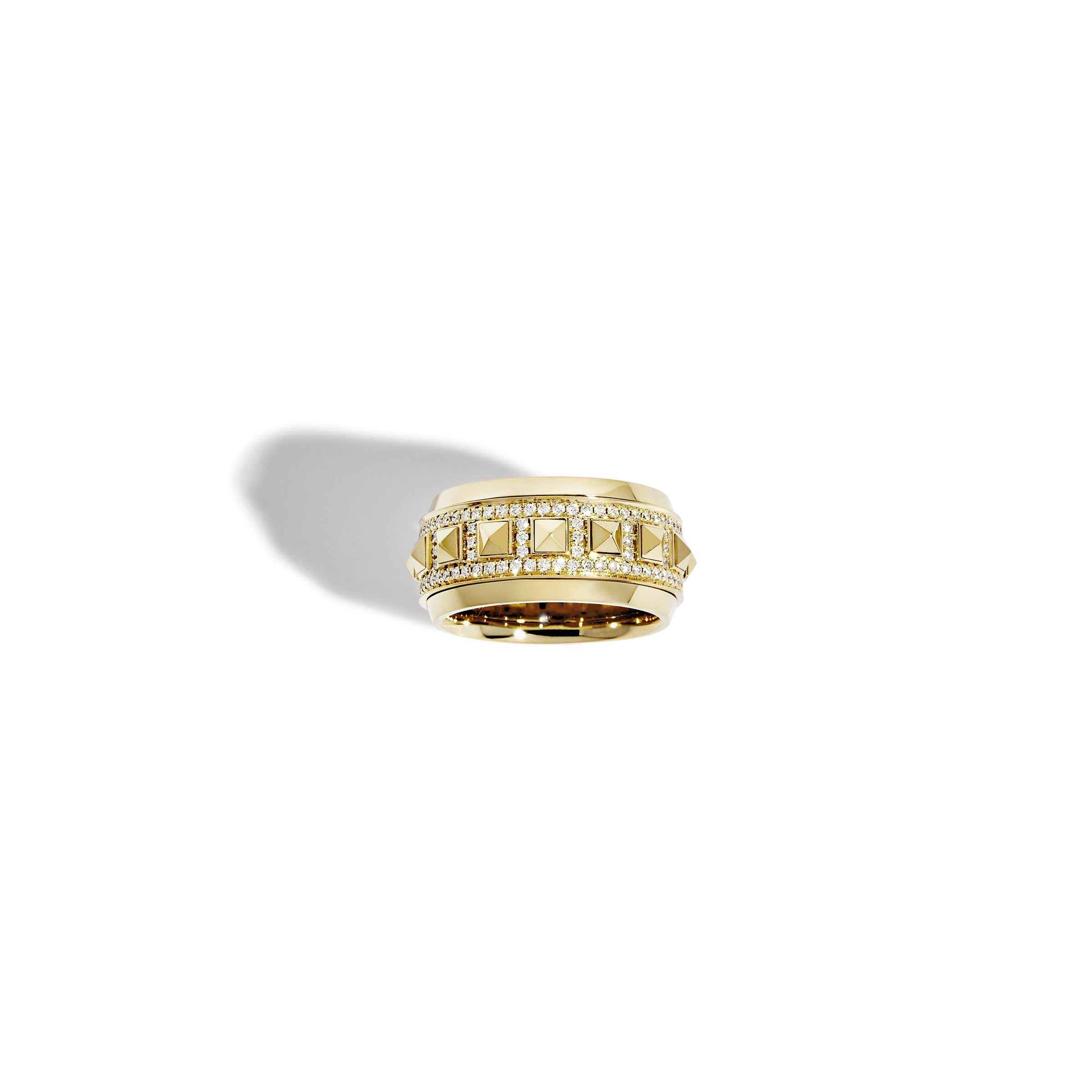 Ring Rockaway Spinner Half Paved & Yellow Gold