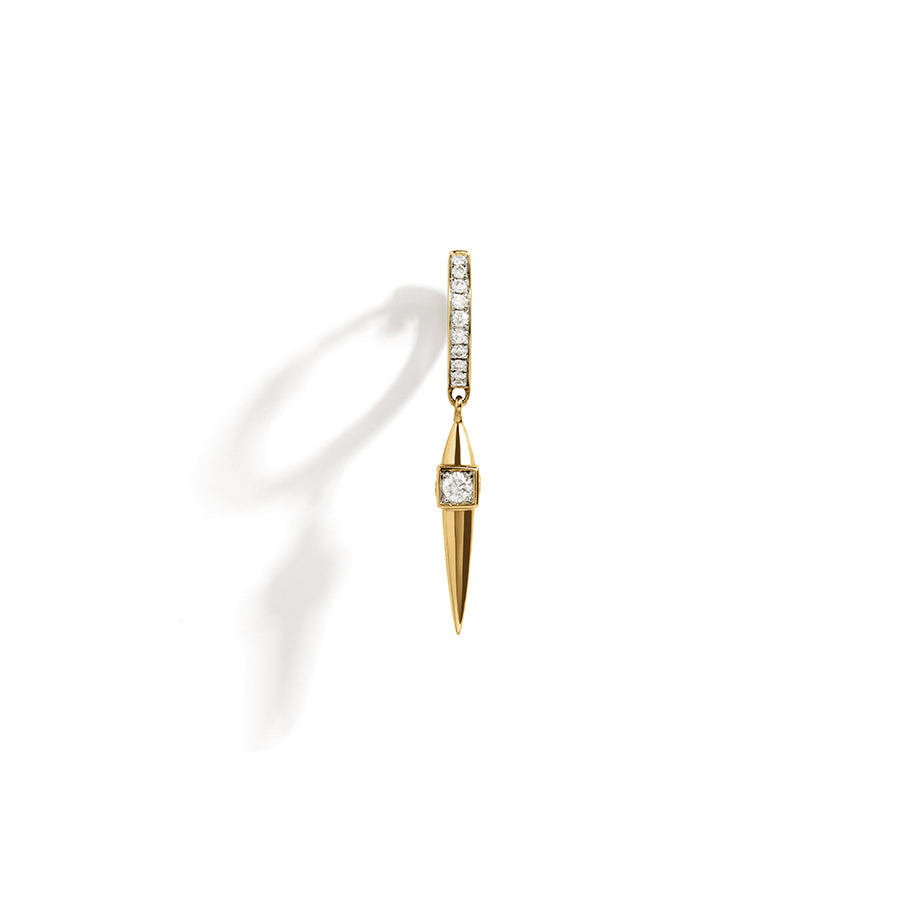 18K Gold Rockaway Mini Cross Diamond Hoop Earring