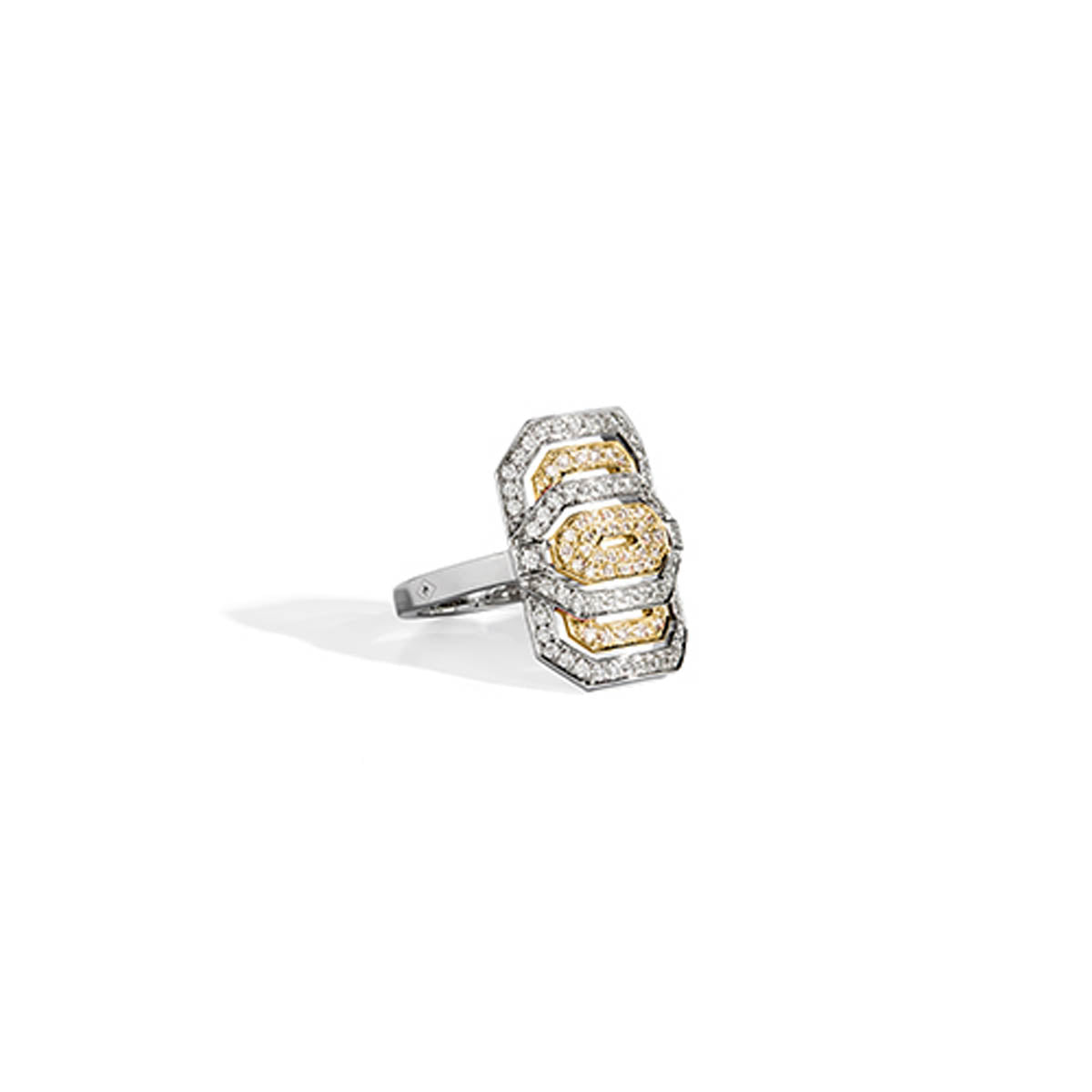 Petite My Way Ring Diamonds 18K White & Yellow Gold